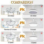Cusp Barn 42 Deckenventilator mit einziehbarem Gehäuse, Beleuchtung und Fernbedienung, DIY Shape Fandelier, moderne, leise LED-Deckenleuchte mit Gleichstrommotor