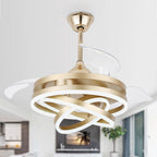 Cusp Barn 42 Deckenventilator mit einziehbarem Gehäuse, Beleuchtung und Fernbedienung, DIY Shape Fandelier, moderne, leise LED-Deckenleuchte mit Gleichstrommotor