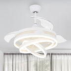 Cusp Barn 42 Deckenventilator mit einziehbarem Gehäuse, Beleuchtung und Fernbedienung, DIY Shape Fandelier, moderne, leise LED-Deckenleuchte mit Gleichstrommotor