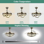 Cusp Barn 42 Deckenventilator mit einziehbarem Gehäuse, Beleuchtung und Fernbedienung, DIY Shape Fandelier, moderne, leise LED-Deckenleuchte mit Gleichstrommotor