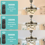 Cusp Barn 42 Deckenventilator mit einziehbarem Gehäuse, Beleuchtung und Fernbedienung, DIY Shape Fandelier, moderne, leise LED-Deckenleuchte mit Gleichstrommotor