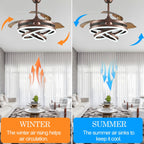 Cusp Barn 42 Deckenventilator mit einziehbarem Gehäuse, Beleuchtung und Fernbedienung, DIY Shape Fandelier, moderne, leise LED-Deckenleuchte mit Gleichstrommotor