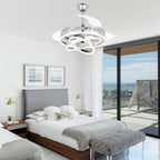 Cusp Barn 42 Deckenventilator mit einziehbarem Gehäuse, Beleuchtung und Fernbedienung, DIY Shape Fandelier, moderne, leise LED-Deckenleuchte mit Gleichstrommotor