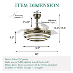 Cusp Barn 42 Deckenventilator mit einziehbarem Gehäuse, Beleuchtung und Fernbedienung, DIY Shape Fandelier, moderne, leise LED-Deckenleuchte mit Gleichstrommotor