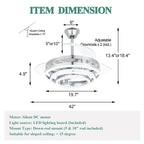 Cusp Barn 42 Deckenventilator mit einziehbarem Gehäuse, Beleuchtung und Fernbedienung, DIY Shape Fandelier, moderne, leise LED-Deckenleuchte mit Gleichstrommotor