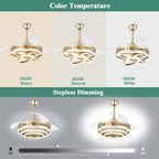 Cusp Barn 42 Deckenventilator mit einziehbarem Gehäuse, Beleuchtung und Fernbedienung, DIY Shape Fandelier, moderne, leise LED-Deckenleuchte mit Gleichstrommotor