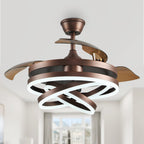 Cusp Barn 42 Deckenventilator mit einziehbarem Gehäuse, Beleuchtung und Fernbedienung, DIY Shape Fandelier, moderne, leise LED-Deckenleuchte mit Gleichstrommotor