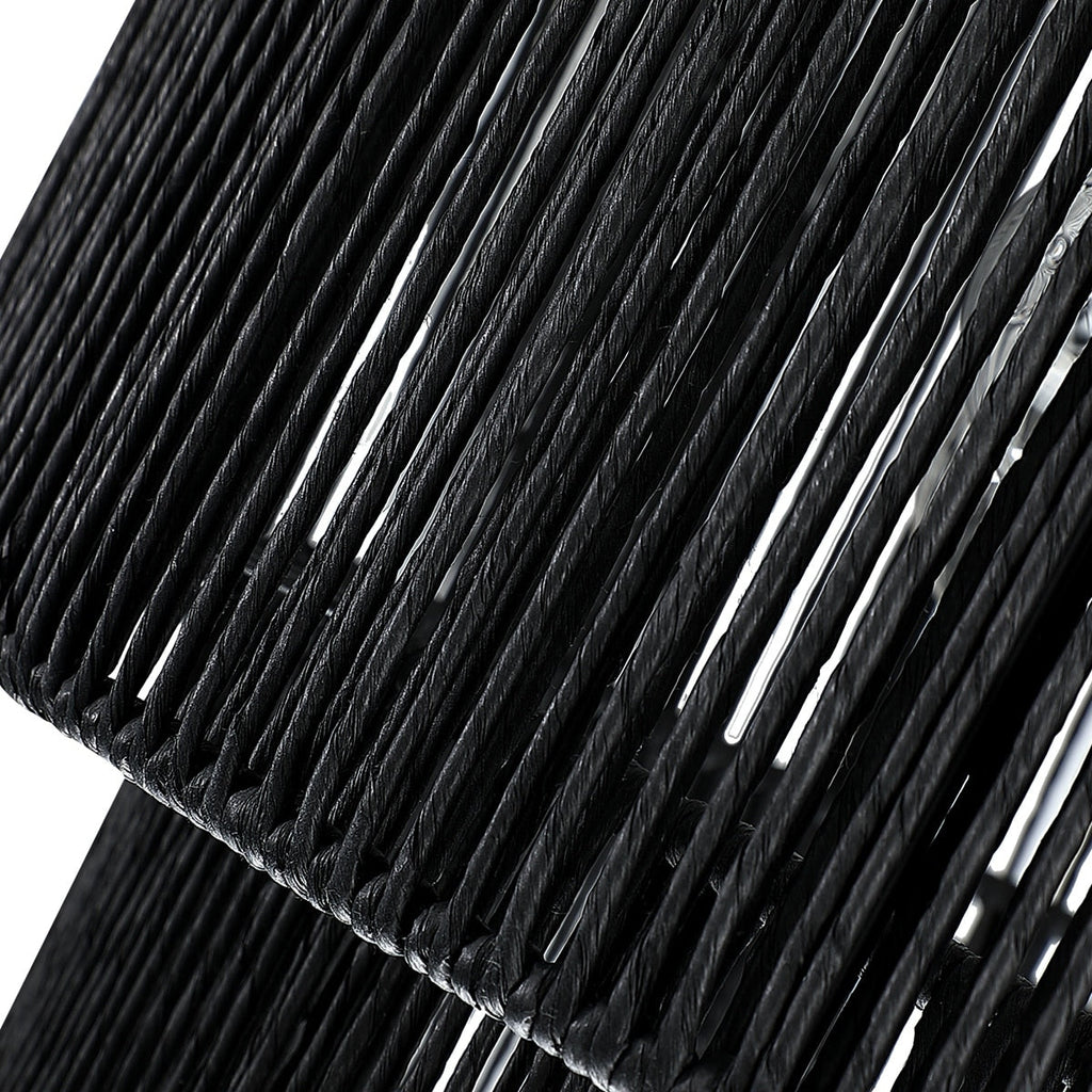 Cynthia 4-flammiger schwarzer Rattan-Trommel-Kronleuchter – 22 Zoll (56 cm)