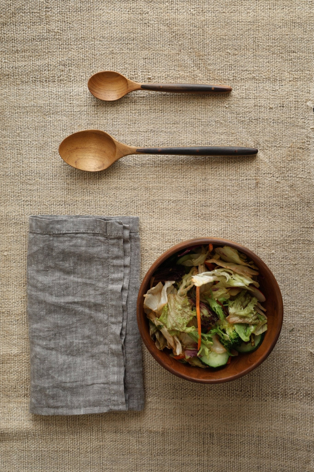 2 Esslöffel mit Griff aus Ebenholz