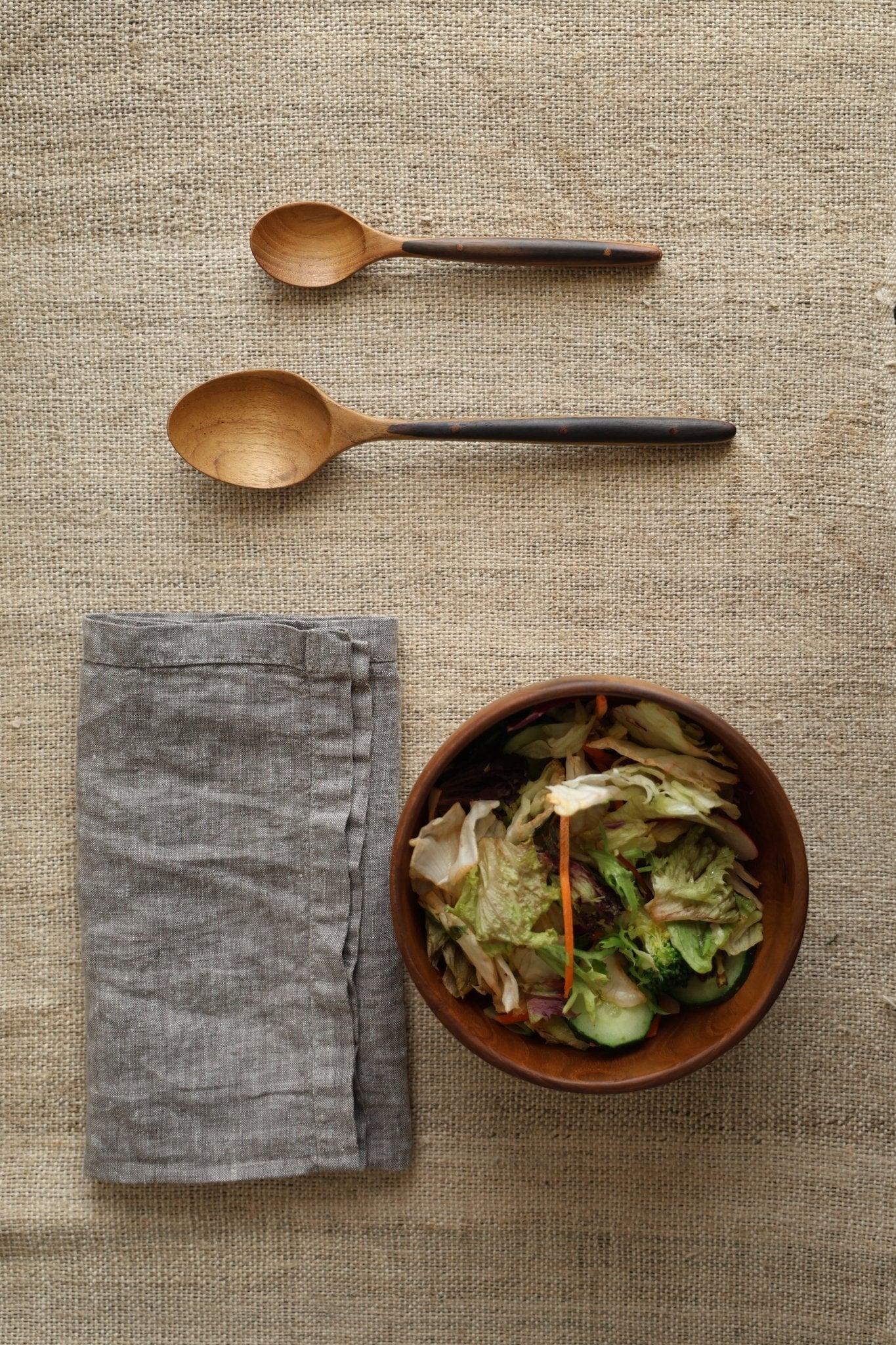 2 Esslöffel mit Griff aus Ebenholz