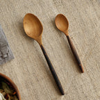2 Esslöffel mit Griff aus Ebenholz