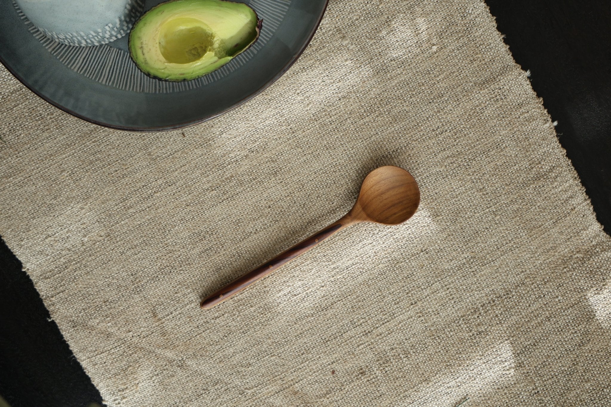 2 Esslöffel mit Griff aus Ebenholz