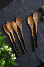 2 Esslöffel mit Griff aus Ebenholz