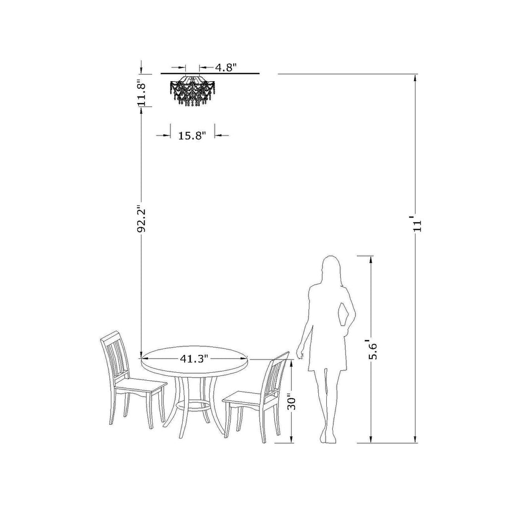 Dalia Elegante 3-flammige Kristall-Deckenleuchte für den Innenbereich