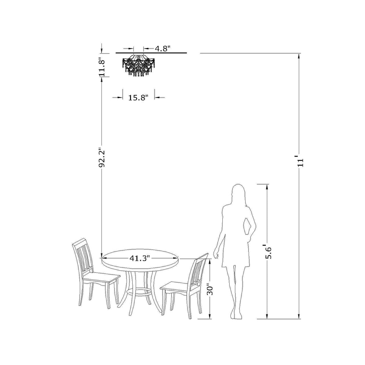 Dalia Elegante 3-flammige Kristall-Deckenleuchte für den Innenbereich