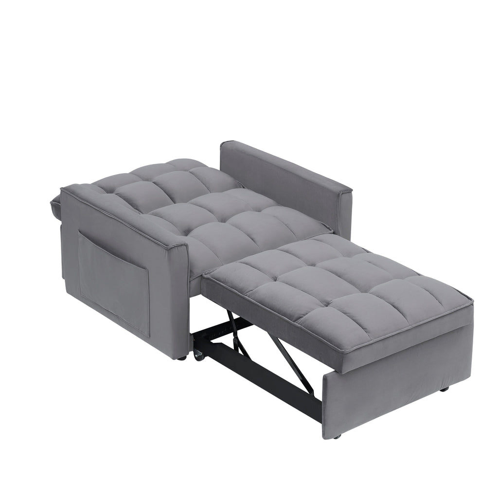 Modernes, dunkelgraues 70,86 cm breites 3-in-1-Schlafsofa mit verstellbarer Rückenlehne und Rollen für das Wohnzimmer