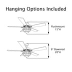 Della River of Goods Deckenventilator mit Fernbedienung, 52 Zoll, 3-flammig, in geölter Bronze und Buntglasoptik