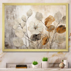 Designart Beige Botanical Impressions III Abstrakte Pflanzenmotive Gerahmter Leinwanddruck