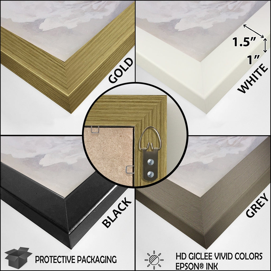 Designart Beige Botanical Impressions III Abstrakte Pflanzenmotive Gerahmter Leinwanddruck