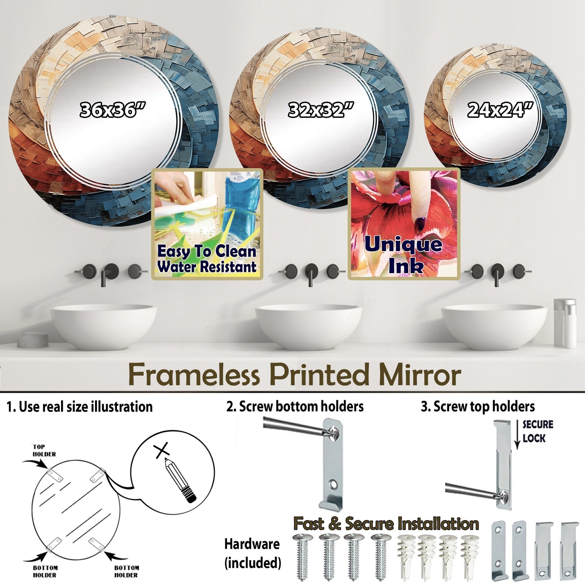 Designart Collage Spiral Abstrakt Moderner Wandspiegel