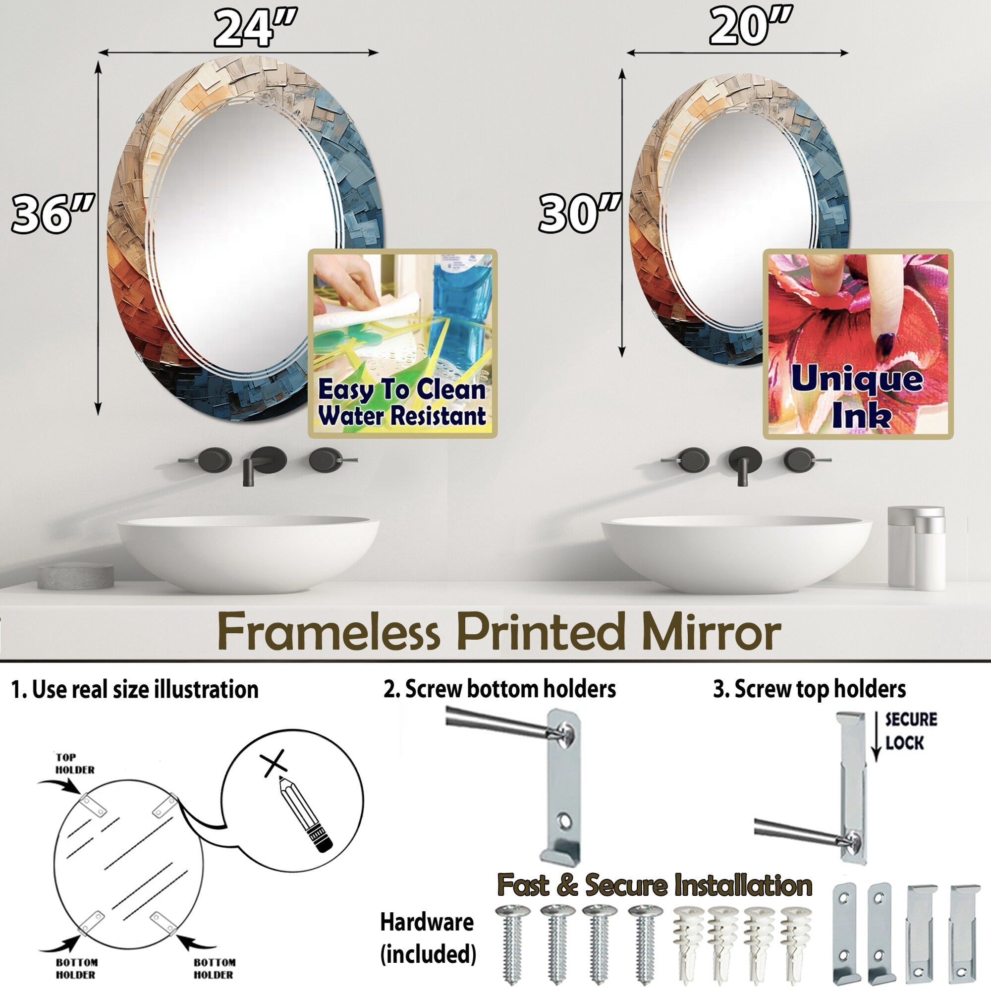 Designart Collage Spiral Abstrakt Moderner Wandspiegel