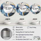 Designart Gold Constructing Blue Realms I Abstrakte Formen Runder Spiegel - Moderner blauer Wohnzimmerspiegel