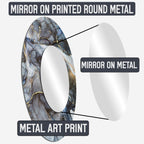 Designart Gold Constructing Blue Realms I Abstrakte Formen Runder Spiegel - Moderner blauer Wohnzimmerspiegel