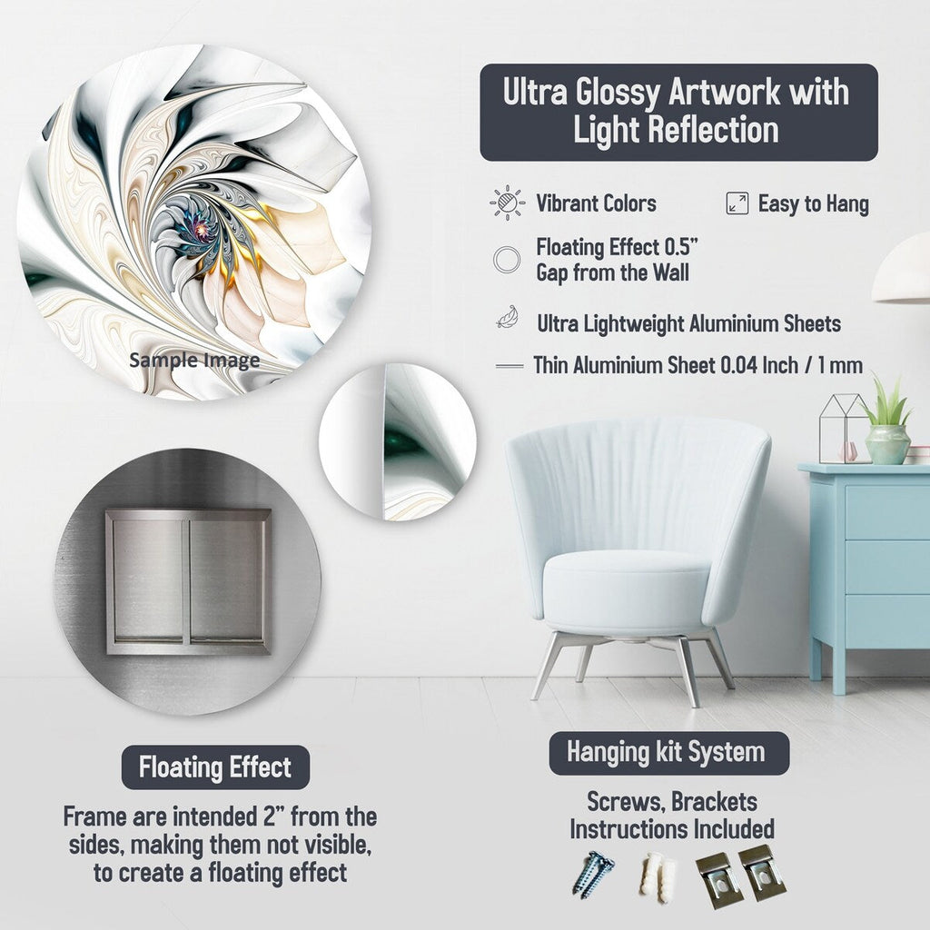 Designart Gold und Weiß Abstraktes Gemälde Metall Wandkunst Dekor Set mit 5 Teilen