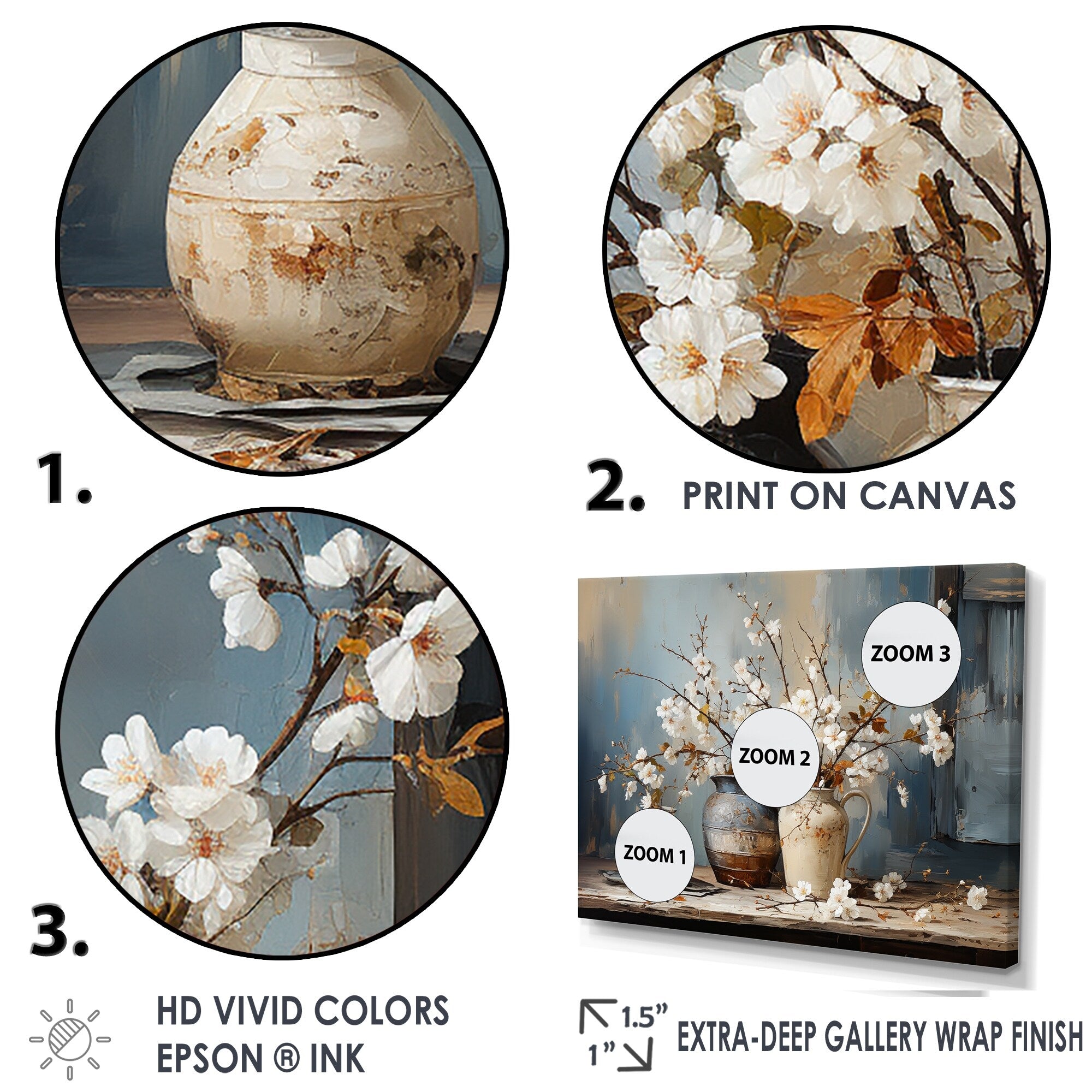 Designart Keramik- und Blumenstillleben I Baum Leinwandbild