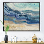 Designart Coast Blue Sea Waves Aquarell Modern Farmhouse Gerahmte Leinwand