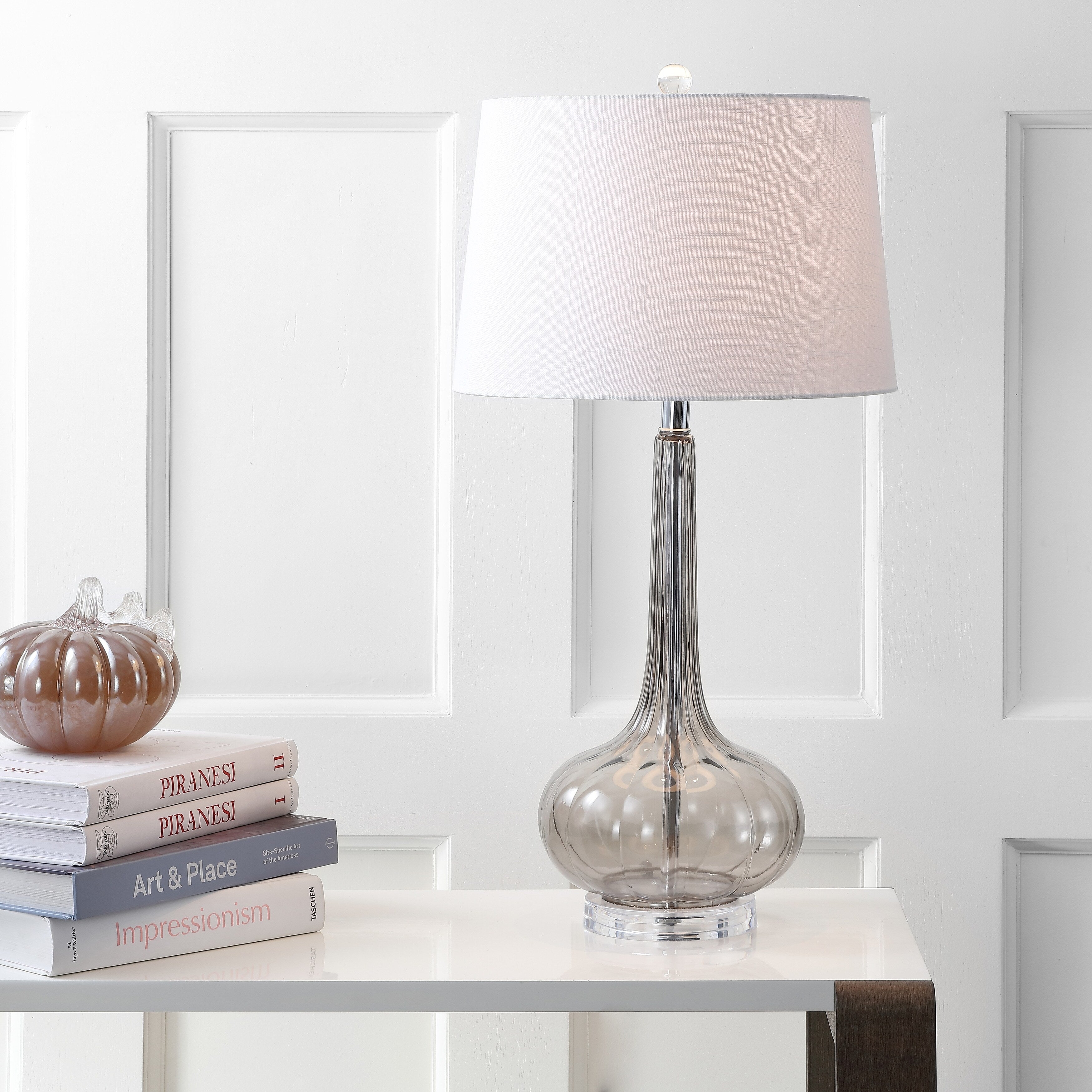 Diamante 28,5 Glas-Tischleuchte in Tropfenform mit LED-Beleuchtung, Rosa (2er-Set) von JONATHAN Y