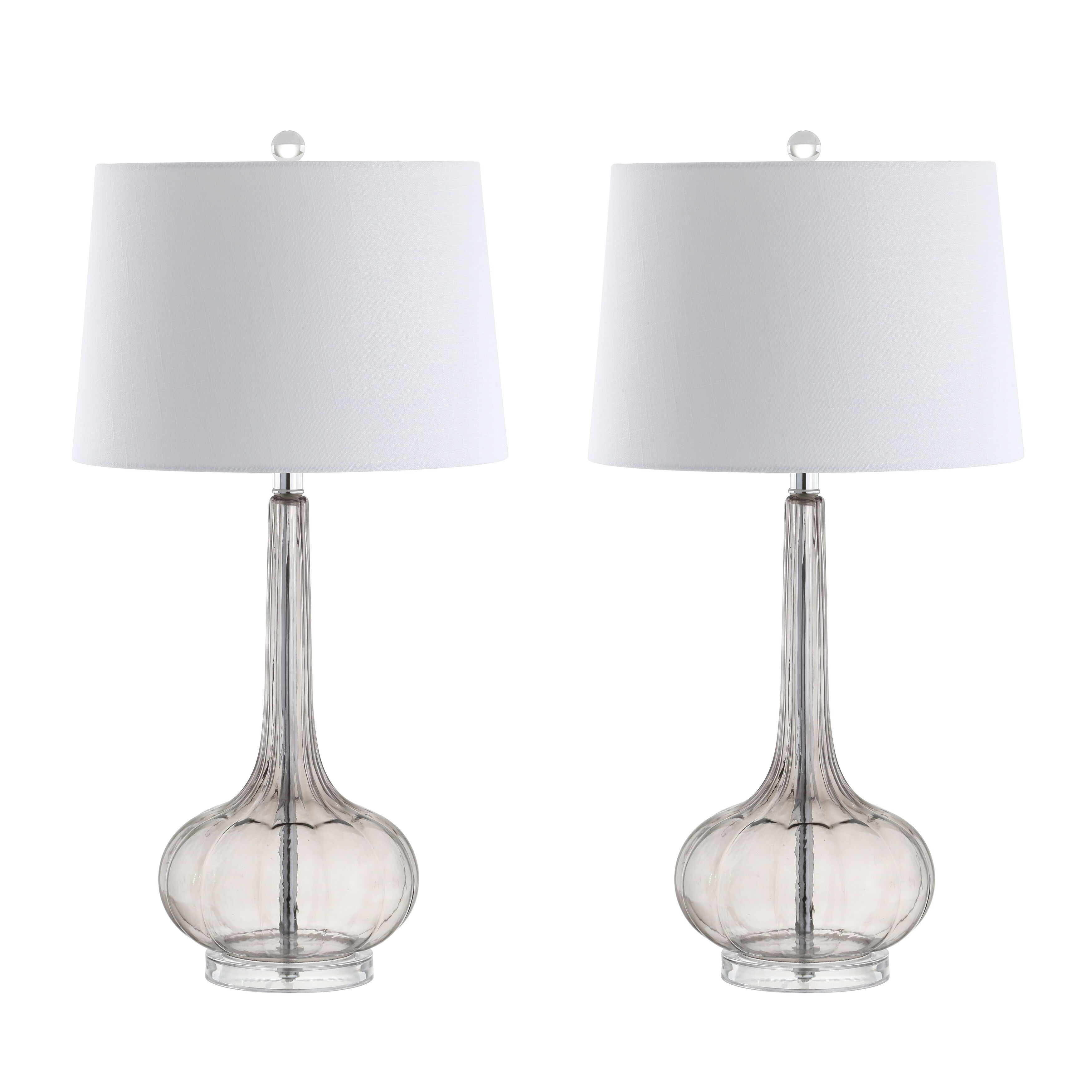 Diamante 28,5 Glas-Tischleuchte in Tropfenform mit LED-Beleuchtung, Rosa (2er-Set) von JONATHAN Y