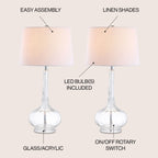 Diamante 28,5 Glas-Tischleuchte in Tropfenform mit LED-Beleuchtung, Rosa (2er-Set) von JONATHAN Y