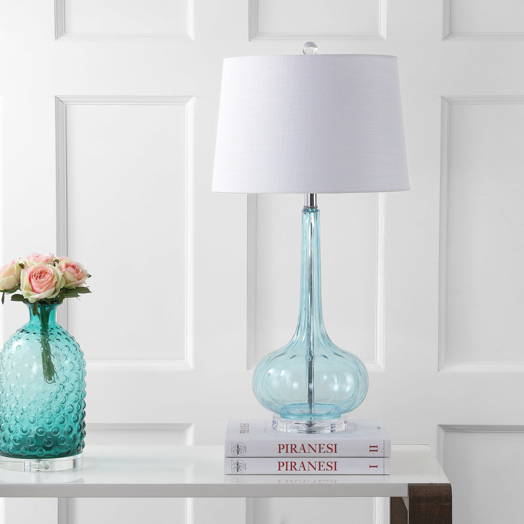 Diamante 28,5 Glas-Tischleuchte in Tropfenform mit LED-Beleuchtung, Rosa (2er-Set) von JONATHAN Y