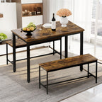 Essgruppe, Bartisch-Set aus Holz, Küchentisch mit 2 Bänken – 3-teilig