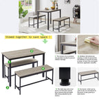 Essgruppe, Bartisch-Set aus Holz, Küchentisch mit 2 Bänken – 3-teilig