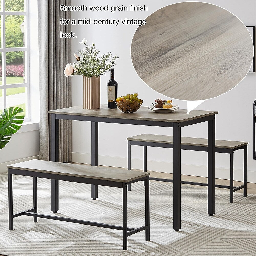 Essgruppe, Bartisch-Set aus Holz, Küchentisch mit 2 Bänken – 3-teilig