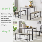 Essgruppe, Bartisch-Set aus Holz, Küchentisch mit 2 Bänken – 3-teilig