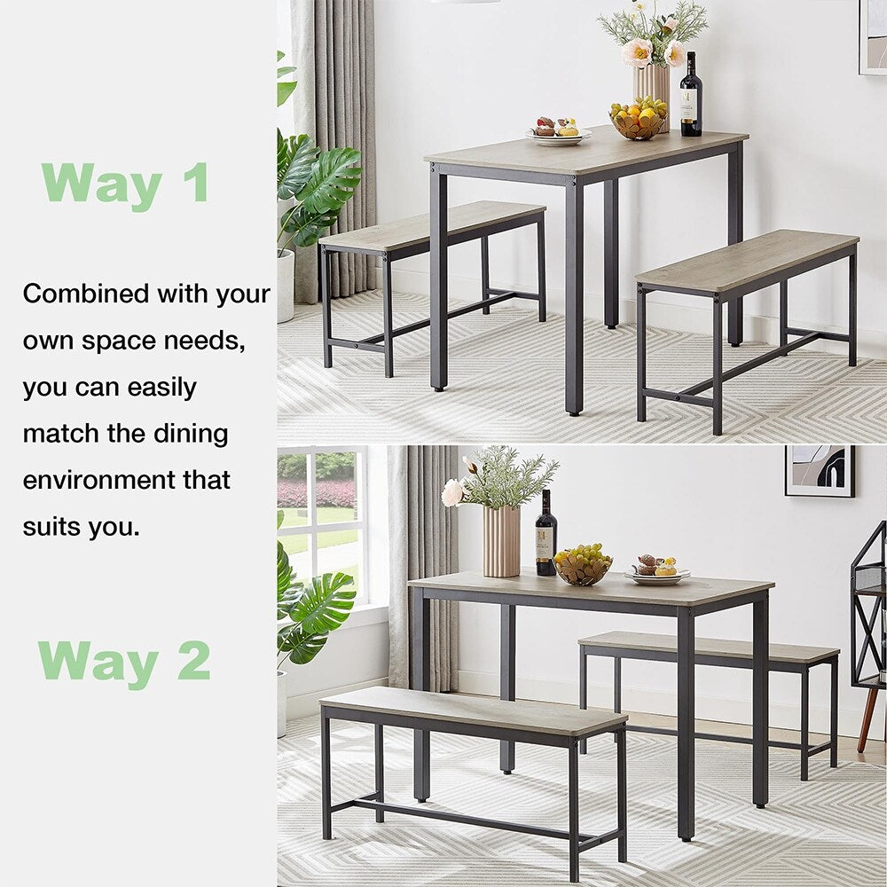 Essgruppe, Bartisch-Set aus Holz, Küchentisch mit 2 Bänken – 3-teilig