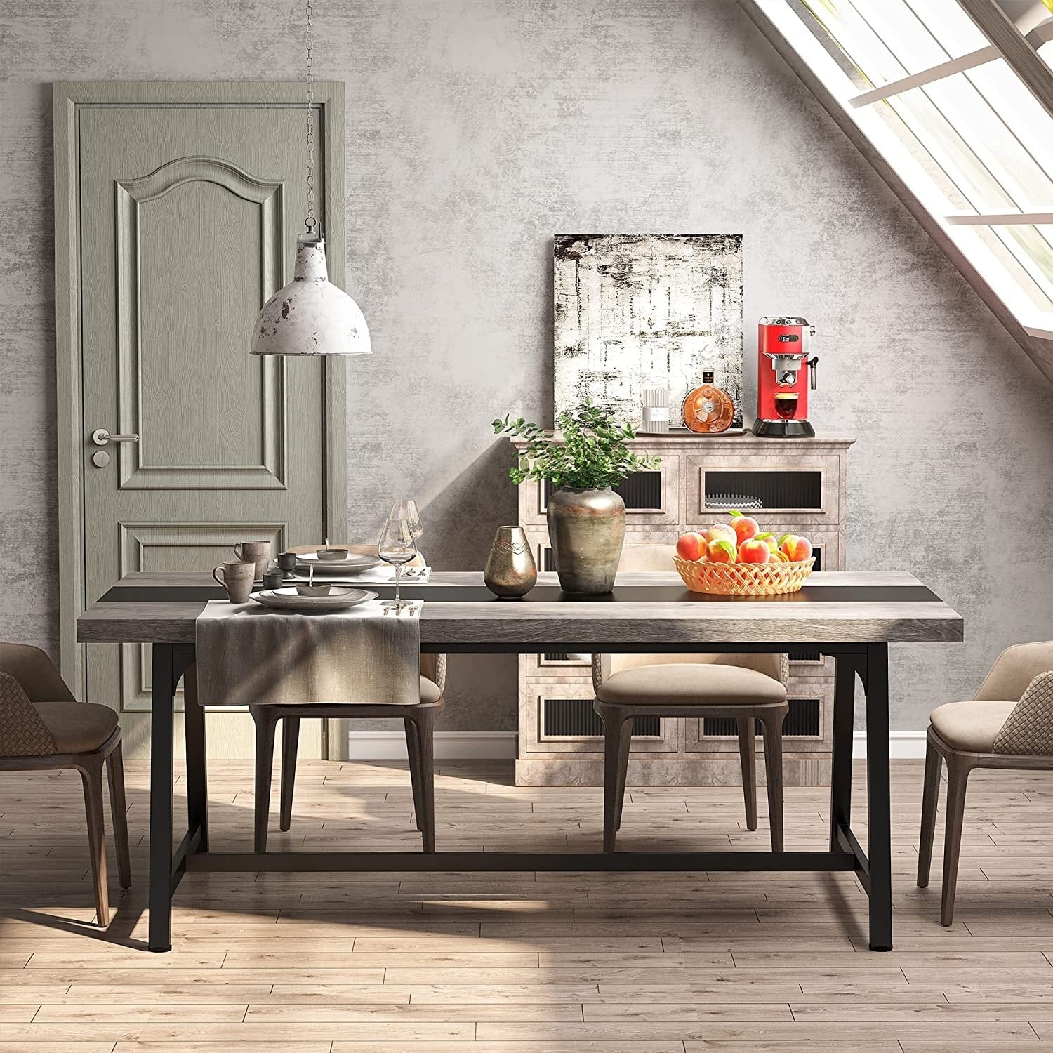 Esstisch für 8 Personen, 70,87 Zoll (180 cm) rechteckiger Küchentisch aus Holz