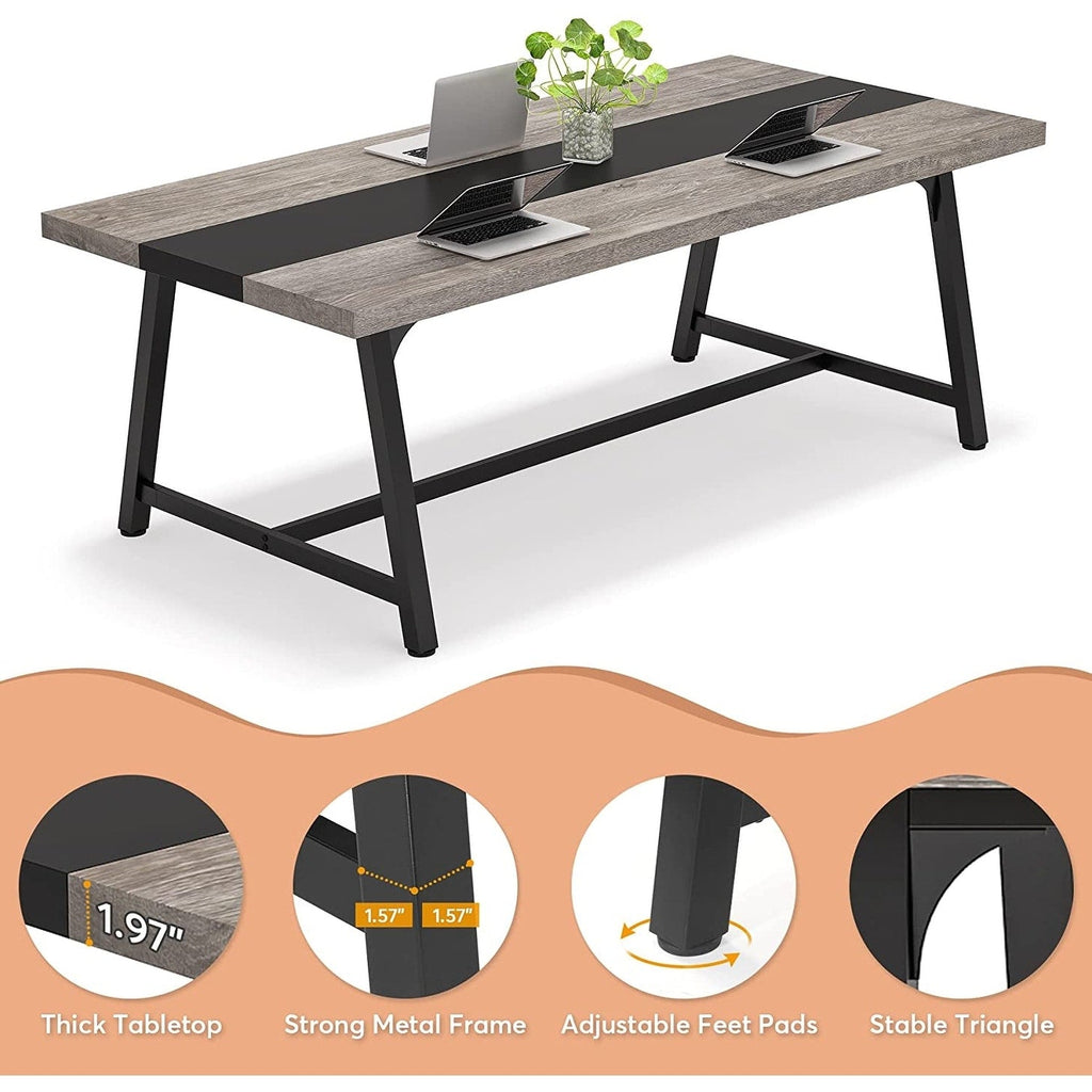 Esstisch für 8 Personen, 70,87 Zoll (180 cm) rechteckiger Küchentisch aus Holz