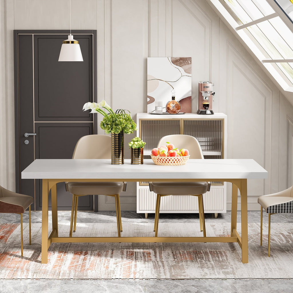 Esstisch für 8 Personen, 70,87 Zoll (180 cm) rechteckiger Küchentisch aus Holz