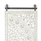 Wanddeko aus elfenbeinweißem Holz mit Blumenmuster und schwarzen Akzenten (2er-Set)