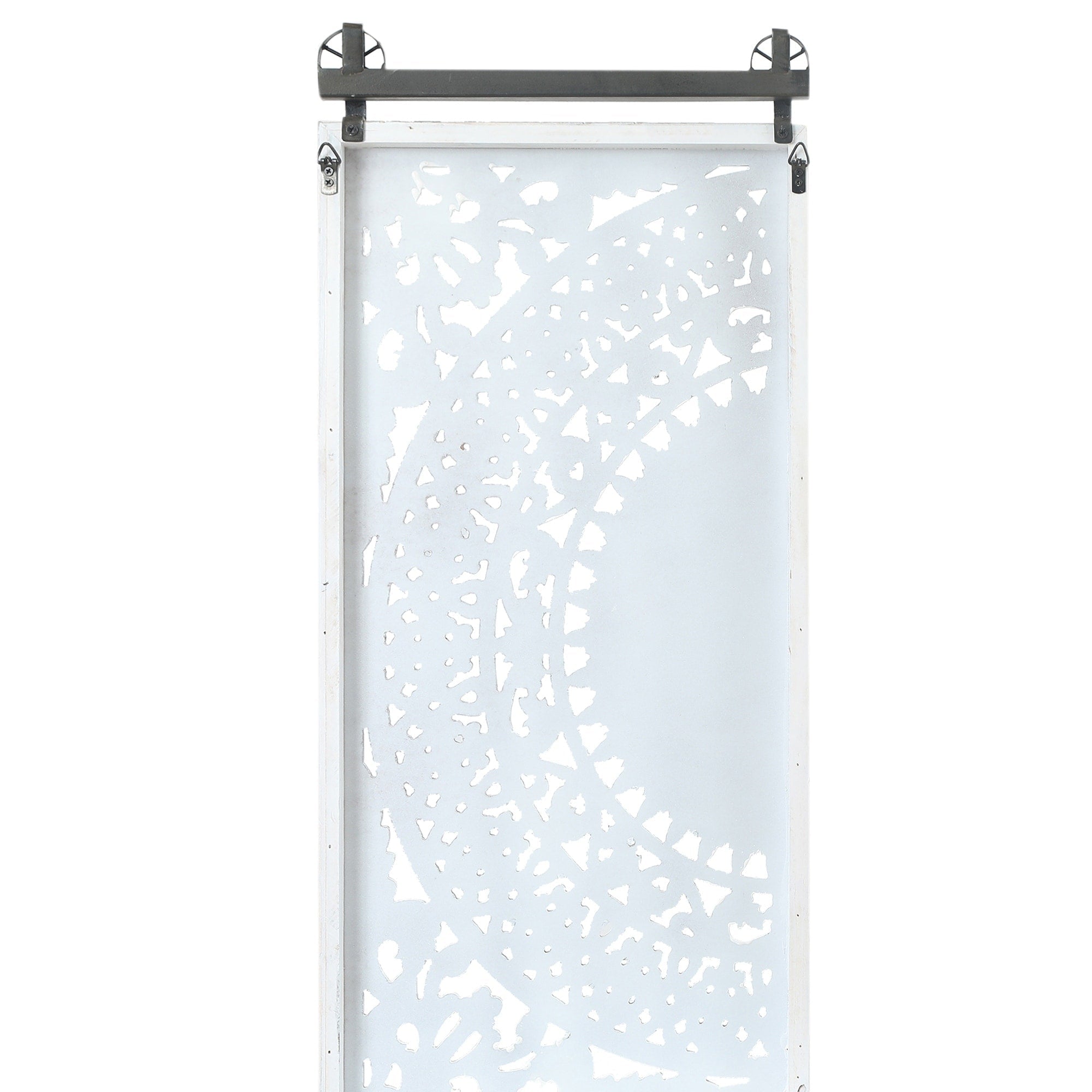 Wanddeko aus elfenbeinweißem Holz mit Blumenmuster und schwarzen Akzenten (2er-Set)