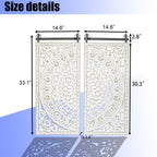 Wanddeko aus elfenbeinweißem Holz mit Blumenmuster und schwarzen Akzenten (2er-Set)