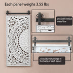 Wanddeko aus elfenbeinweißem Holz mit Blumenmuster und schwarzen Akzenten (2er-Set)