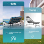 Doppel-Papasan-Sessel mit Kissen, wetterfestem PE-Rattan und Metallrahmen für den Innen- und Außenbereich