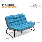 Doppel-Papasan-Sessel mit Kissen, wetterfestem PE-Rattan und Metallrahmen für den Innen- und Außenbereich