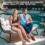 Doppel-Papasan-Sessel mit Kissen, wetterfestem PE-Rattan und Metallrahmen für den Innen- und Außenbereich