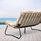Doppel-Papasan-Sessel mit Kissen, wetterfestem PE-Rattan und Metallrahmen für den Innen- und Außenbereich